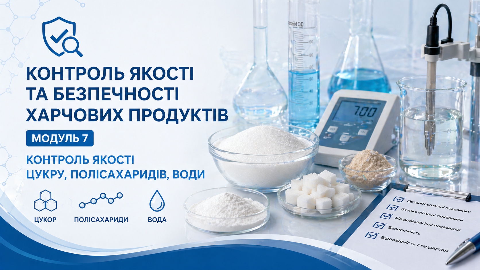 Комплексна дисципліна. Контроль якості та безпечності харчових продуктів. Модуль 7. Контроль якості цукру, полісахаридів, води